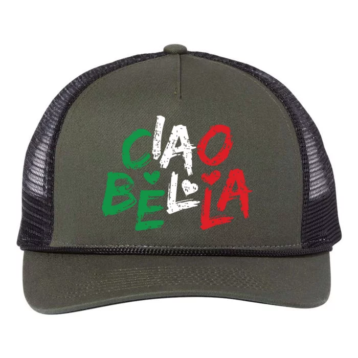 Ciao Bella Italy Flag Shirts Gift For Italians Retro Rope Trucker Hat Cap