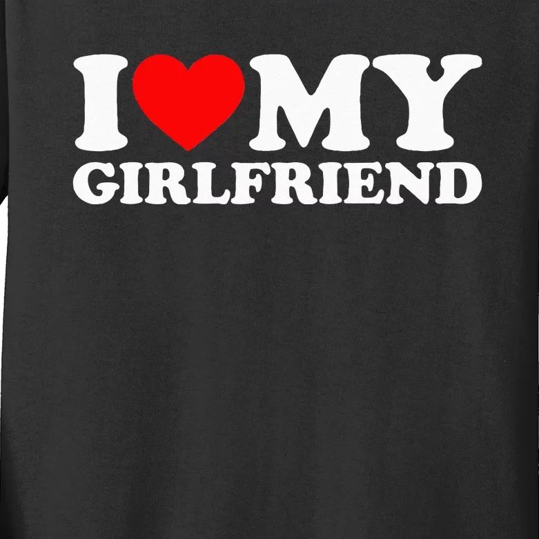 Classic Black I Love My Girlfriend Kids Long Sleeve Shirt