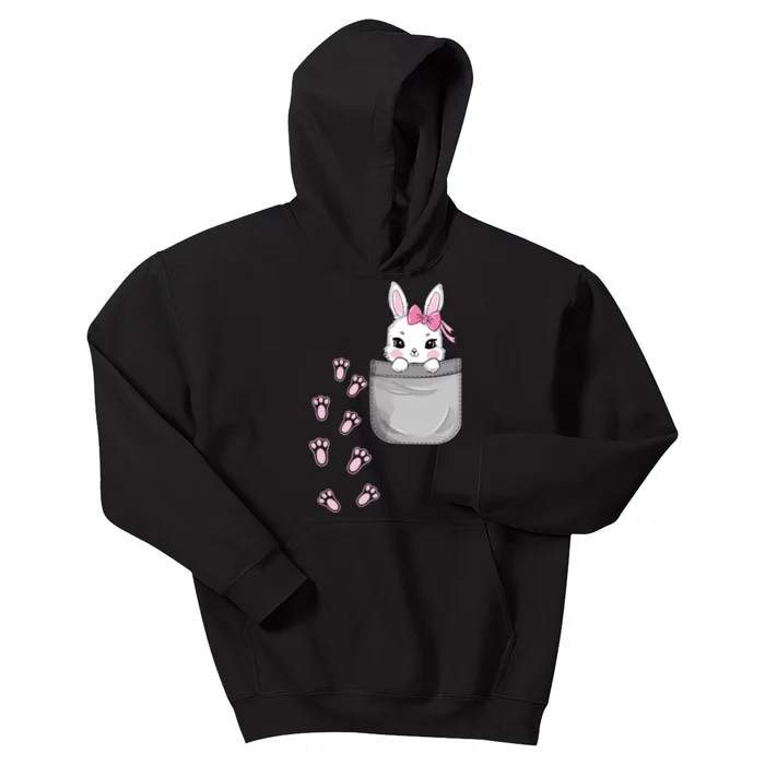 Cute Bunny In Pocket Easter Day Rabbit For Wo Girl Kids Hoodie