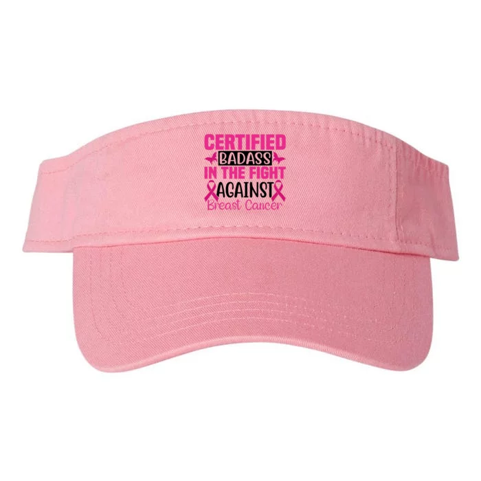 Certified Badass In The Fight Against Breast Cancer Pink Ribbon Valucap Bio-Washed Visor