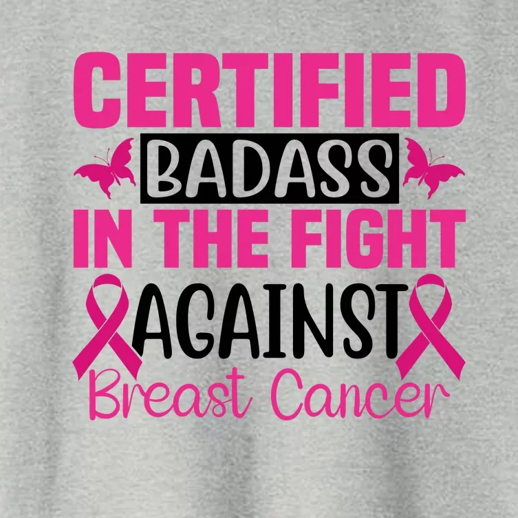 Certified Badass In The Fight Against Breast Cancer Pink Ribbon Women's Crop Top Tee