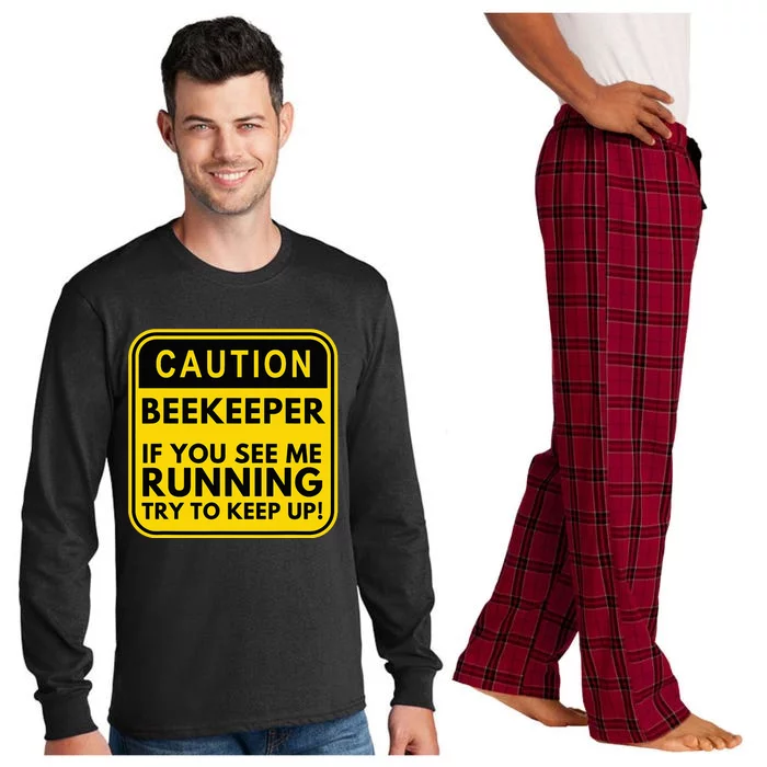 Caution Beekeeper If You See Me Running Funny Beekeeping Long Sleeve Pajama Set