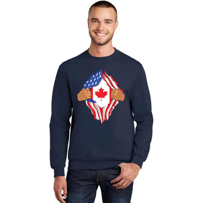 Canadian Blood Inside Me Canada Flag Tall Sweatshirt