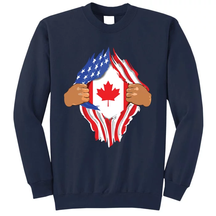 Canadian Blood Inside Me Canada Flag Tall Sweatshirt