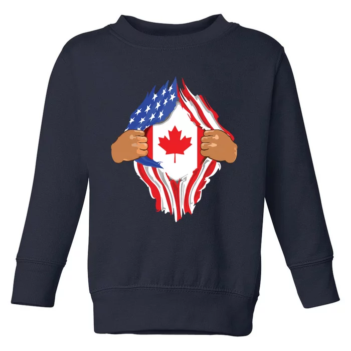 Canadian Blood Inside Me Canada Flag Toddler Sweatshirt