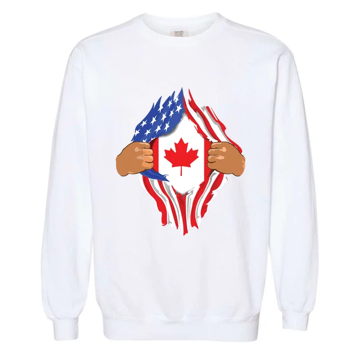 Canadian Blood Inside Me Canada Flag Garment-Dyed Sweatshirt