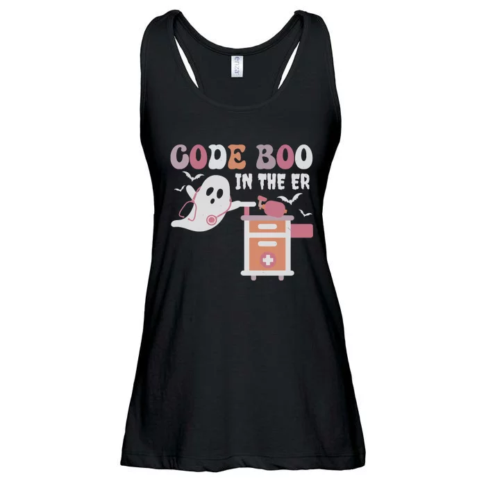 Code Boo In The Er Ghost Ghoul Nurse Nursing Boo Ladies Essential Flowy Tank