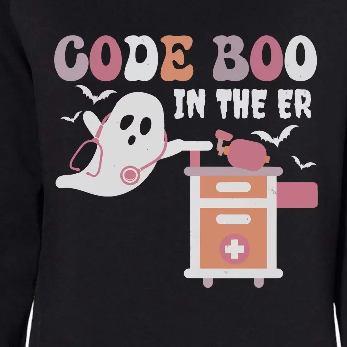 Code Boo In The Er Ghost Ghoul Nurse Nursing Boo Womens California Wash Sweatshirt