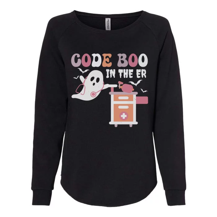 Code Boo In The Er Ghost Ghoul Nurse Nursing Boo Womens California Wash Sweatshirt