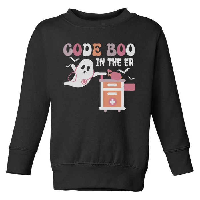 Code Boo In The Er Ghost Ghoul Nurse Nursing Boo Toddler Sweatshirt