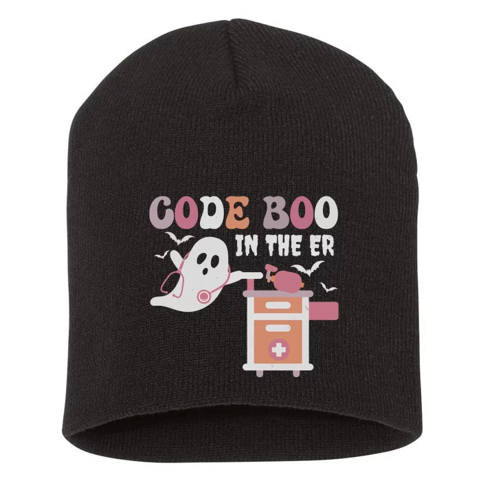 Code Boo In The Er Ghost Ghoul Nurse Nursing Boo Short Acrylic Beanie