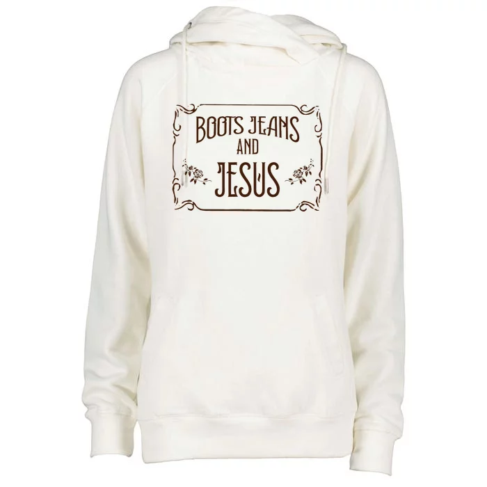 Cute Boots Jeans And Jesus Cowgirl Cowboy Country Western Womens Funnel Neck Pullover Hood