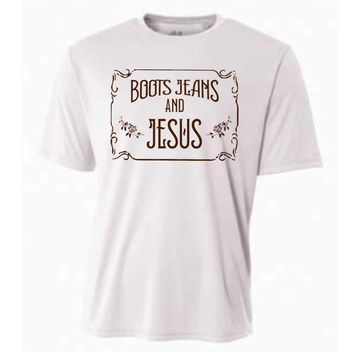 Cute Boots Jeans And Jesus Cowgirl Cowboy Country Western Cooling Performance Crew T-Shirt