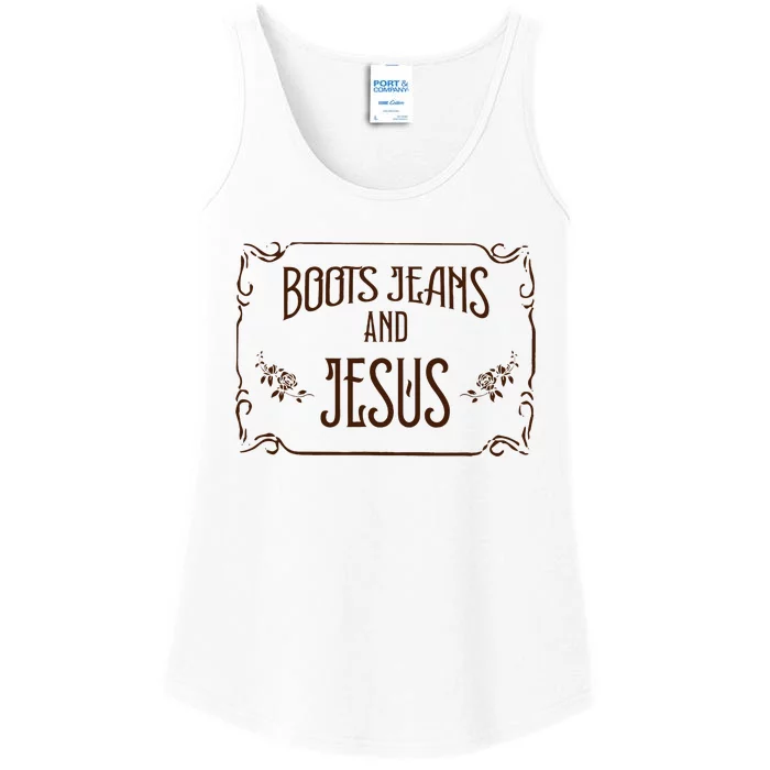 Cute Boots Jeans And Jesus Cowgirl Cowboy Country Western Ladies Essential Tank