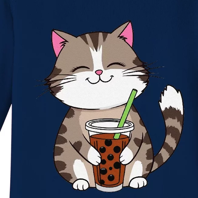 Cat Boba Japanese Kawaii Anime Kitty Bubble Tea Neko Teen Baby Long Sleeve Bodysuit