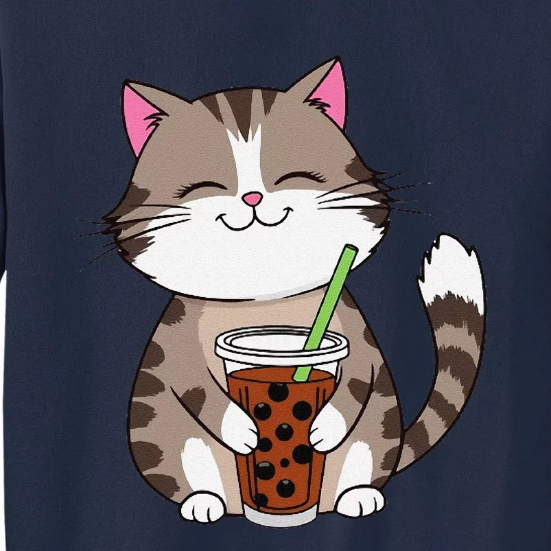 Cat Boba Japanese Kawaii Anime Kitty Bubble Tea Neko Teen Tall Sweatshirt