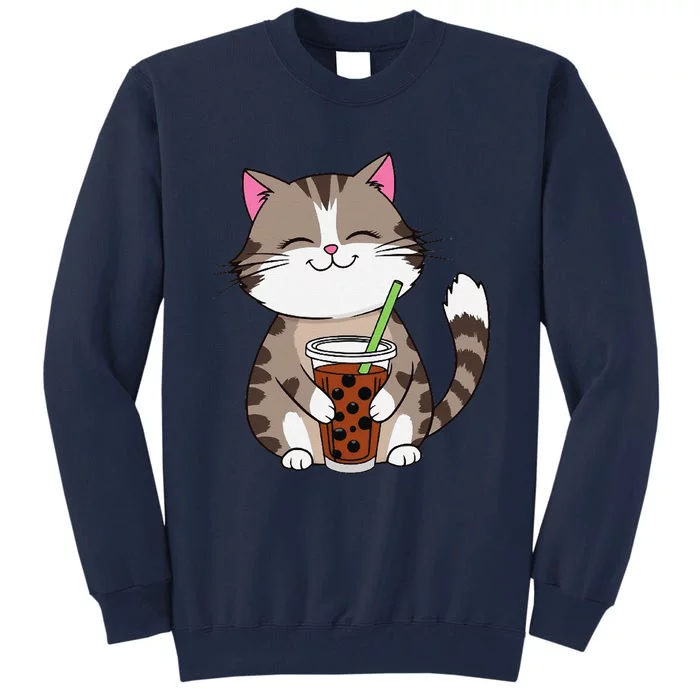 Cat Boba Japanese Kawaii Anime Kitty Bubble Tea Neko Teen Tall Sweatshirt