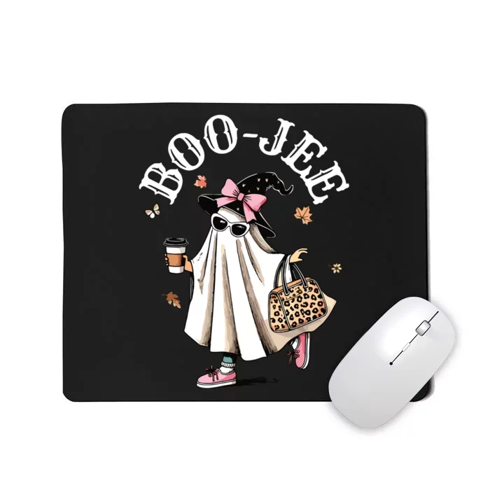 Cute Boo Jee Ghost Halloween Leopard Ghost Coffee Women Mousepad