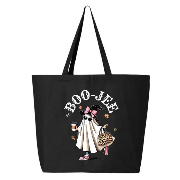 Cute Boo Jee Ghost Halloween Leopard Ghost Coffee Women 25L Jumbo Tote