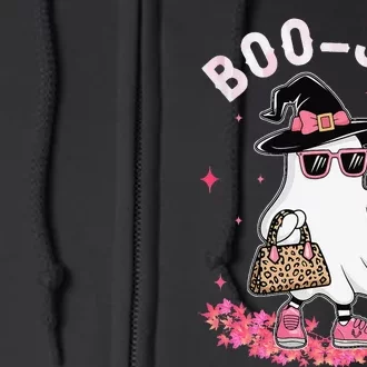 Cute Boo Jee Ghost Halloween Leopard Ghost Coffee Women Gift Full Zip Hoodie