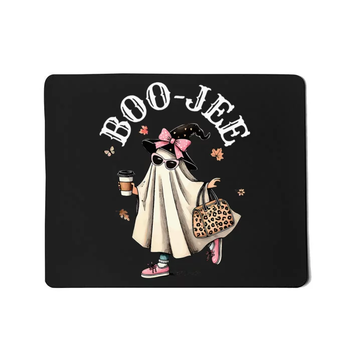 Cute Boo Jee Ghost Halloween Leopard Ghost Coffee Mousepad