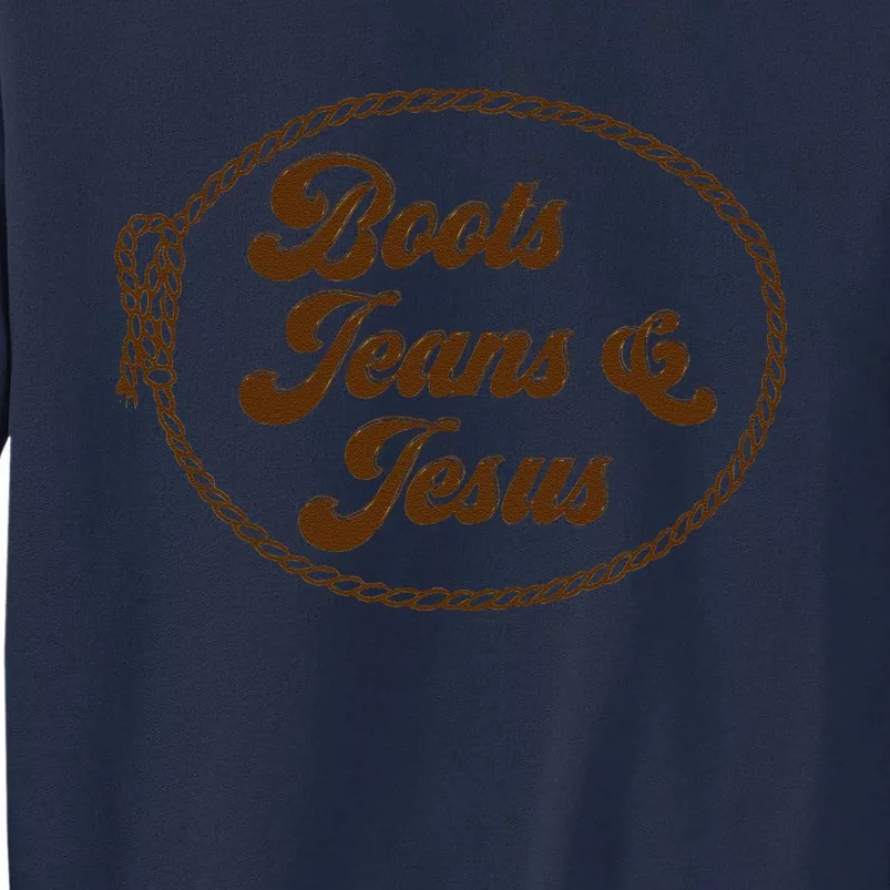 Cute Boots Jeans And Jesus Cow Christian Country Western Tall Sweatshirt