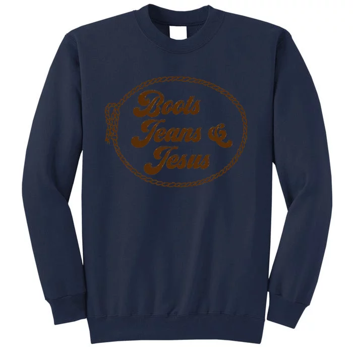 Cute Boots Jeans And Jesus Cow Christian Country Western Tall Sweatshirt