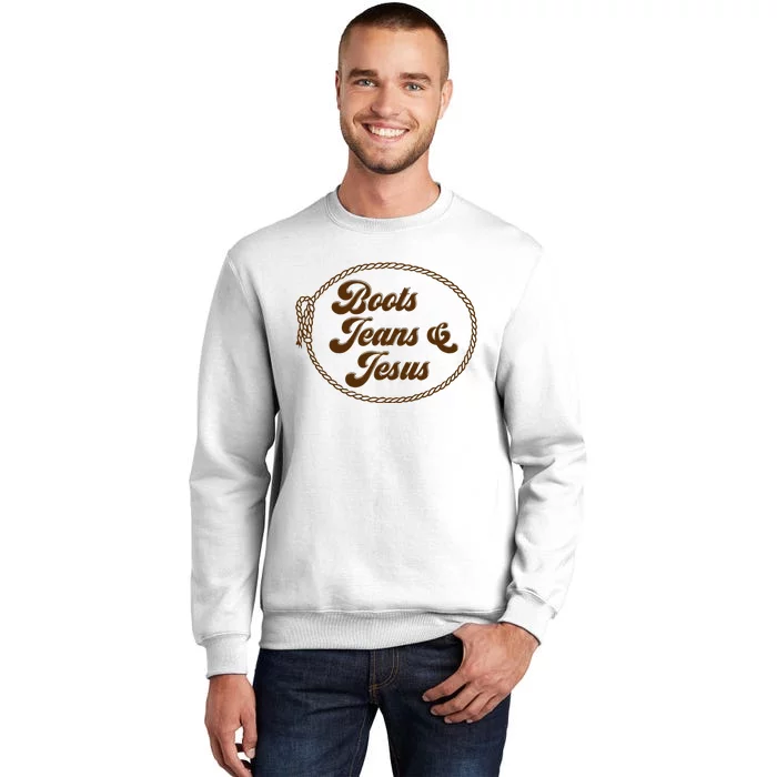 Cute Boots Jeans And Jesus Cow Christian Country Western Sweatshirt