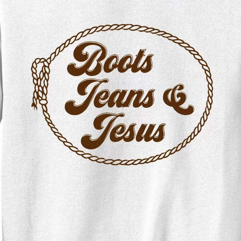 Cute Boots Jeans And Jesus Cow Christian Country Western Sweatshirt