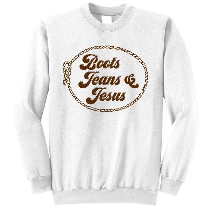 Cute Boots Jeans And Jesus Cow Christian Country Western Sweatshirt