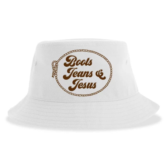 Cute Boots Jeans And Jesus Cow Christian Country Western Sustainable Bucket Hat