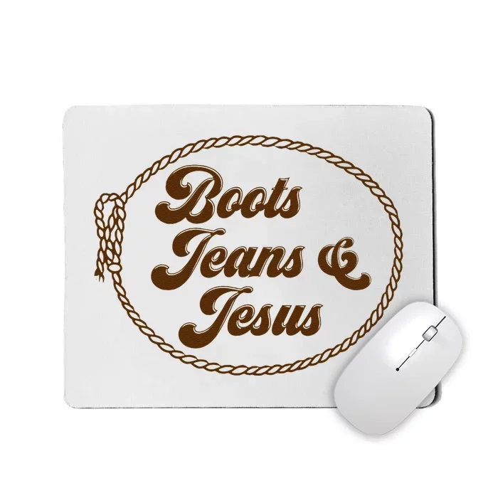 Cute Boots Jeans And Jesus Cow Christian Country Western Mousepad