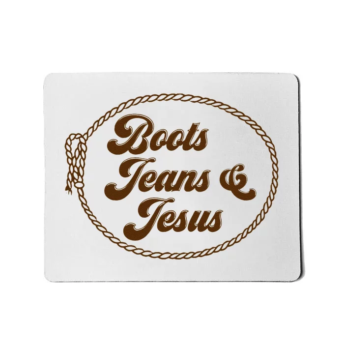 Cute Boots Jeans And Jesus Cow Christian Country Western Mousepad