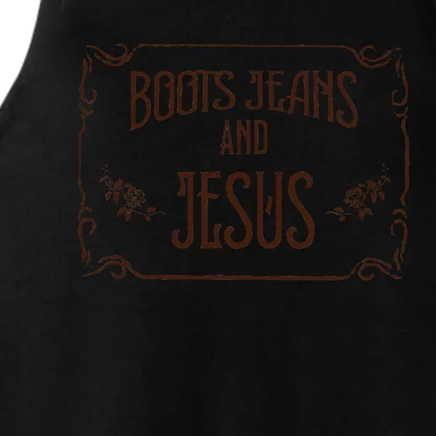 Cute Boots Jeans And Jesus Cow Cow Country Western Ladies Tri-Blend Wicking Tank