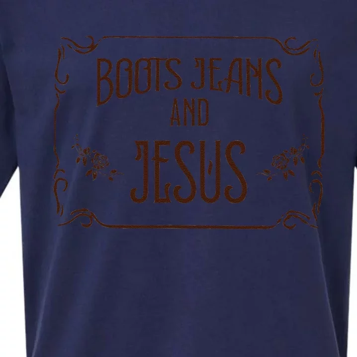 Cute Boots Jeans And Jesus Cow Cow Country Western Sueded Cloud Jersey T-Shirt