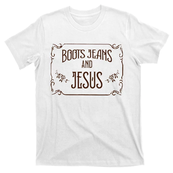 Cute Boots Jeans And Jesus Cow Cow Country Western T-Shirt