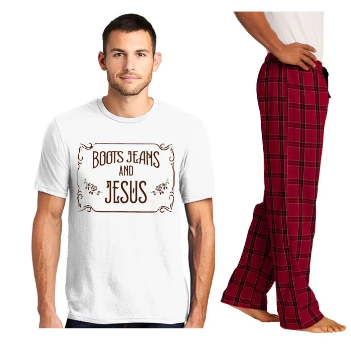 Cute Boots Jeans And Jesus Cow Cow Country Western Pajama Set