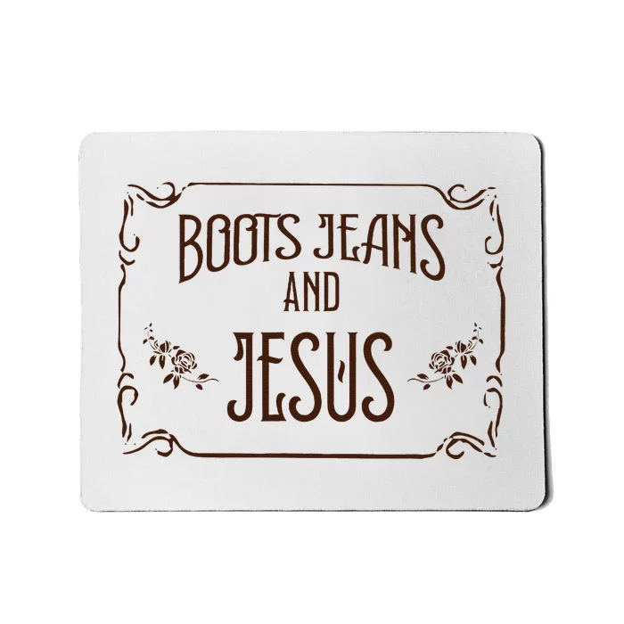 Cute Boots Jeans And Jesus Cow Cow Country Western Mousepad