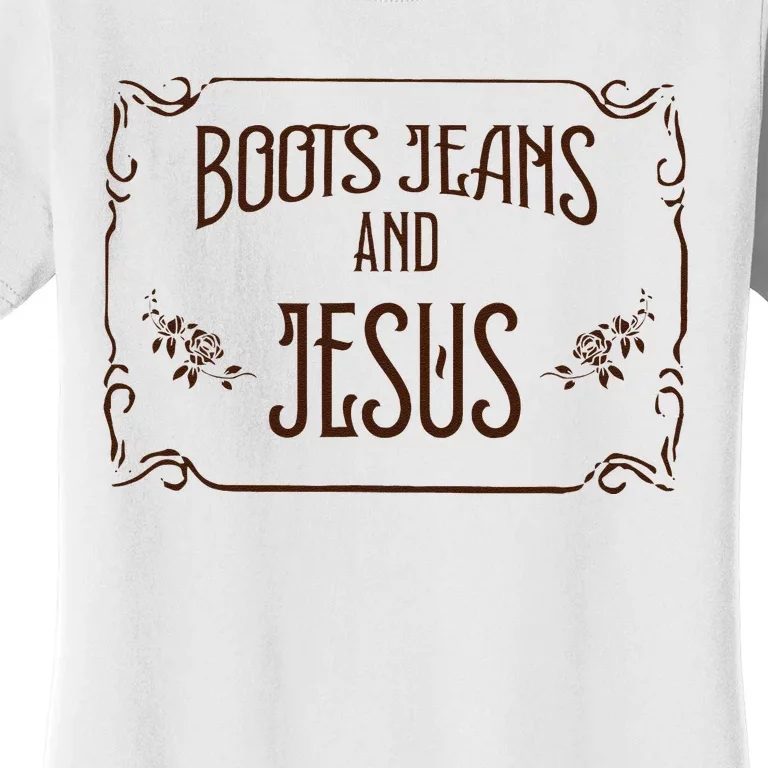 Cute Boots Jeans And Jesus Cow Cow Country Western Women's T-Shirt