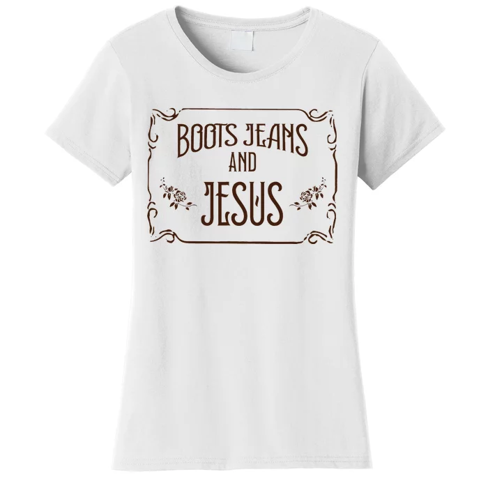 Cute Boots Jeans And Jesus Cow Cow Country Western Women's T-Shirt