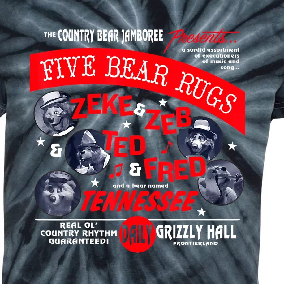 Country Bear Jamboree Real Old Country Rhythm Five Bear Rugs Kids Tie-Dye T-Shirt