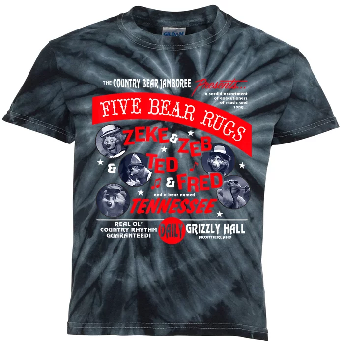 Country Bear Jamboree Real Old Country Rhythm Five Bear Rugs Kids Tie-Dye T-Shirt