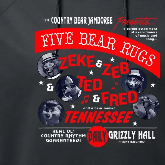 Country Bear Jamboree Real Old Country Rhythm Five Bear Rugs Performance Fleece Hoodie