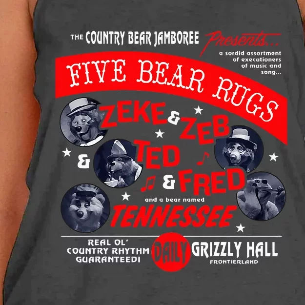 Country Bear Jamboree Real Old Country Rhythm Five Bear Rugs Women's Knotted Racerback Tank