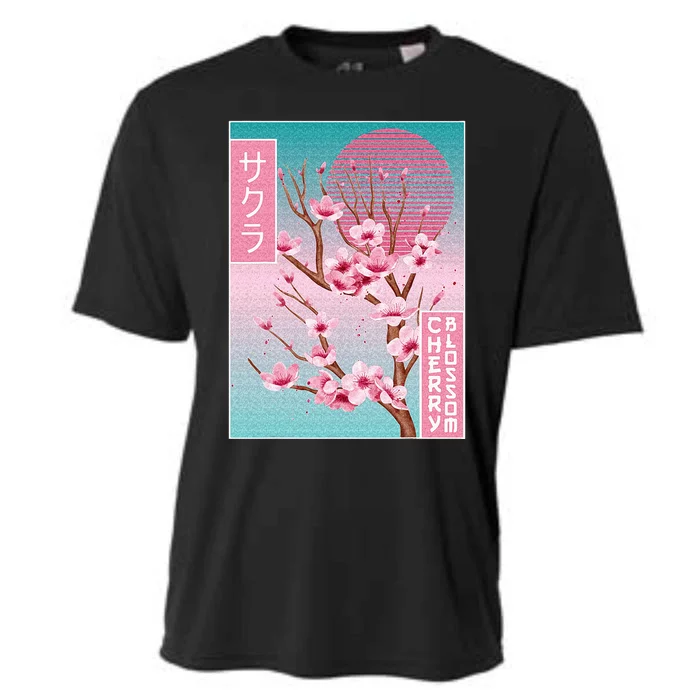 Cherry Blossom Japanese Sakura Vaporwave Aesthetic Cooling Performance Crew T-Shirt