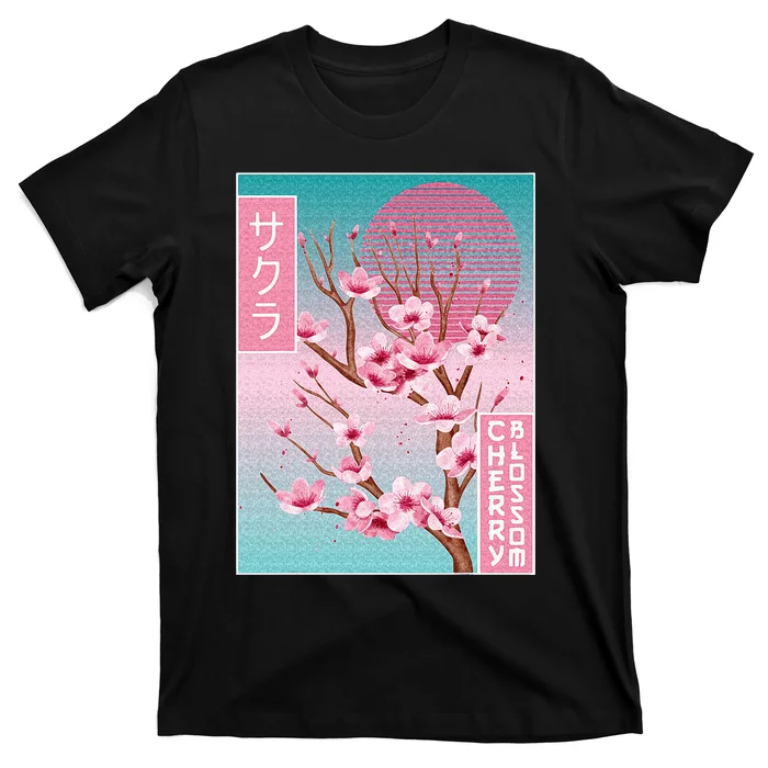 Cherry Blossom Japanese Sakura Vaporwave Aesthetic T-Shirt