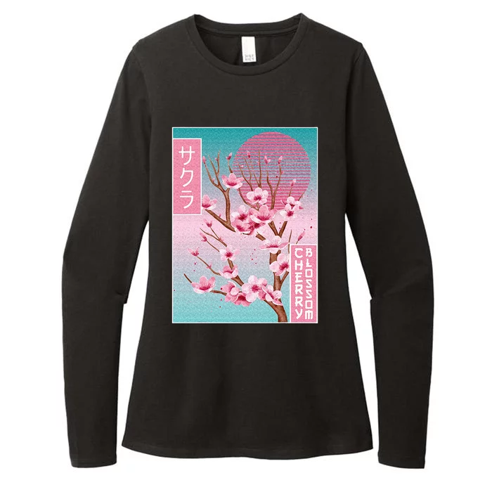 Cherry Blossom Japanese Sakura Vaporwave Aesthetic Womens CVC Long Sleeve Shirt