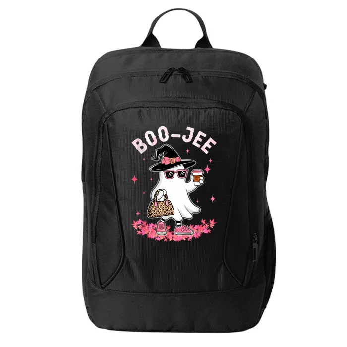 Cute Boo Jee Ghost Halloween Leopard Ghost Coffee Women City Backpack