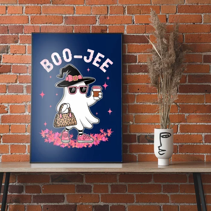 Cute Boo Jee Ghost Halloween Leopard Ghost Coffee Women Poster