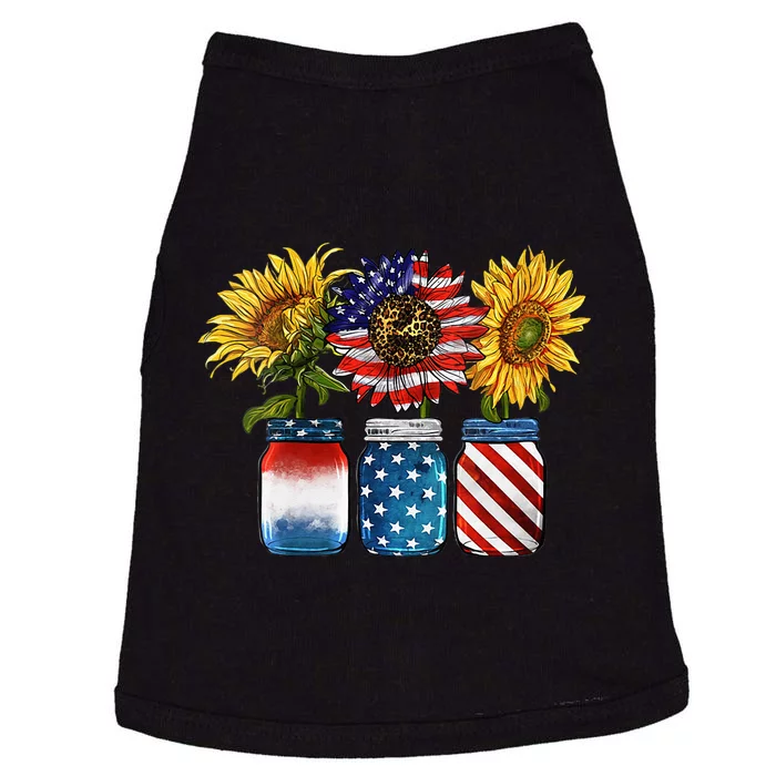 Canning Ball Jars Sunflower Patriotic USA Flag 4th Of July Doggie Tank